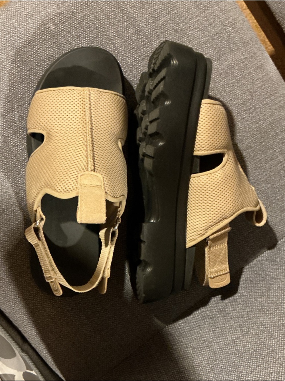 UGG Tan Mesh Slingback Platform Sandals
